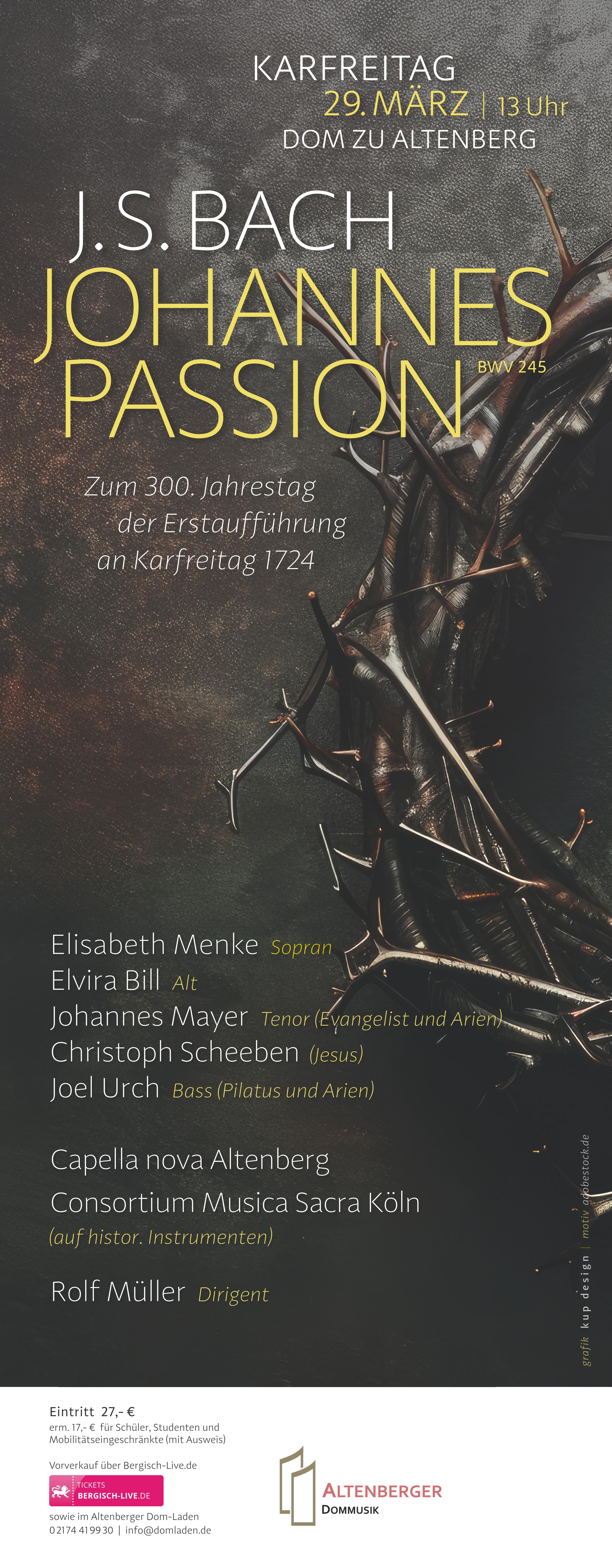Plakat für Konzert Johannespassion am 29. März in Altenberg